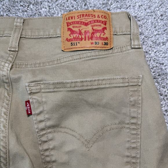 Levis 511 Pants Mens 30x30 Beige/Tan All Seasons Tech Chino - Picture 8 of 11